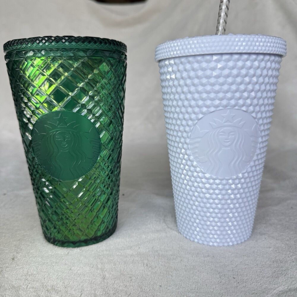 Starbucks Set of 2 Studded Tumblers w/ Lids Anniversary Holiday Jeweled Bling LE